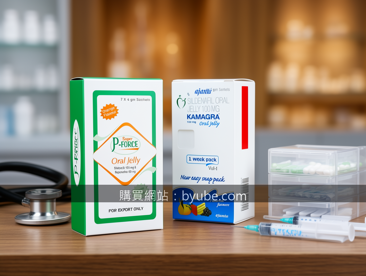 Luxury scene product photography. Place the Super P-Force Oral Jelly and Kamagra